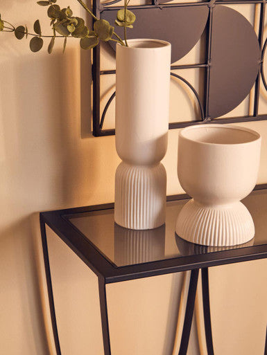 Trento Black Console Table With Grey Glass Top