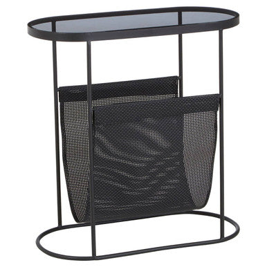 Trento Side Table With Grey Glass Top