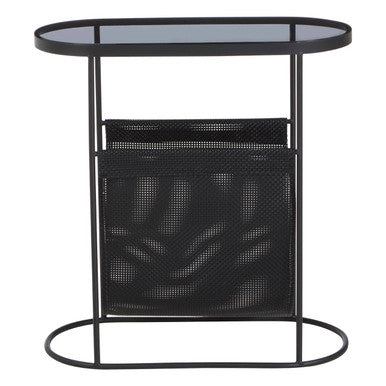 Trento Side Table With Grey Glass Top