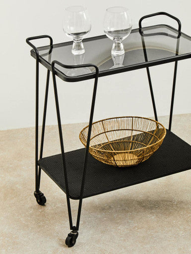 Trento Cart with Grey Glass Top