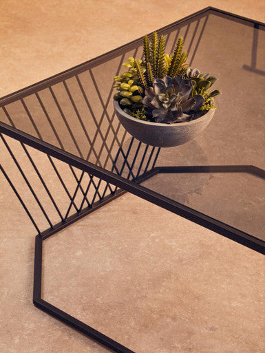 Trento Coffee Table With Grey Glass Top