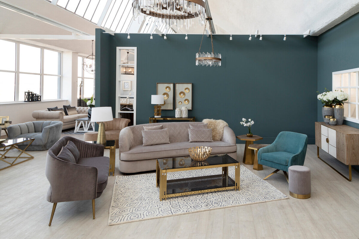 Fiji Three Seat Grey Cotton Velvet Sofa