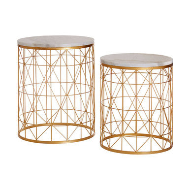 Avantis Set Of 2 Marble Top Round Side Tables