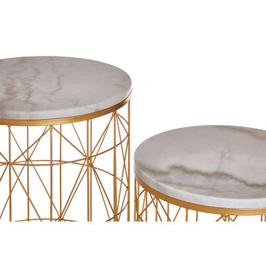 Avantis Set Of 2 Marble Top Round Side Tables