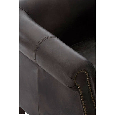 Victor Grey Leather Winged Armchair