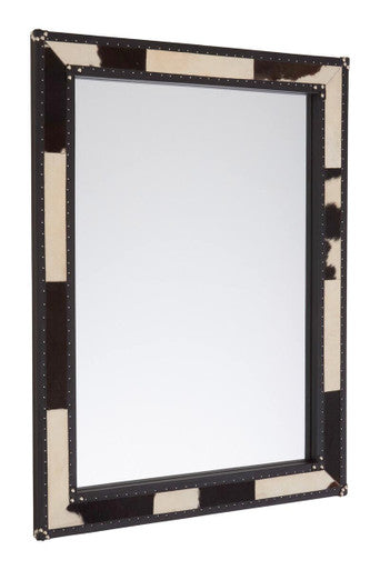 Kensington Townhouse Black And White Genuine Cowhide Wall Mirror