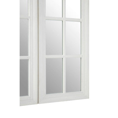 Fret Flat Wood White Finish Mirror