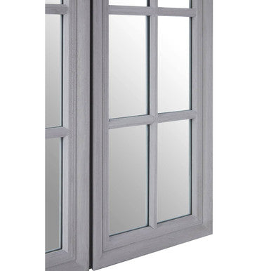 Fret Flat Wood Grey Finish Mirror