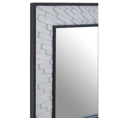 Milan Grey and White Finish Elm Wood Wall Mirror