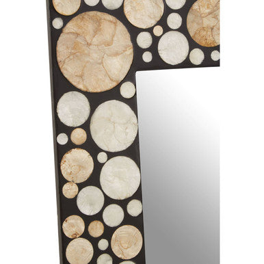 Palu Rectangular Black Wall Mirror with Shell Inlay