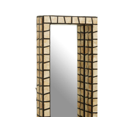 Palu Tall Black Wall Mirror with Shell Inlay