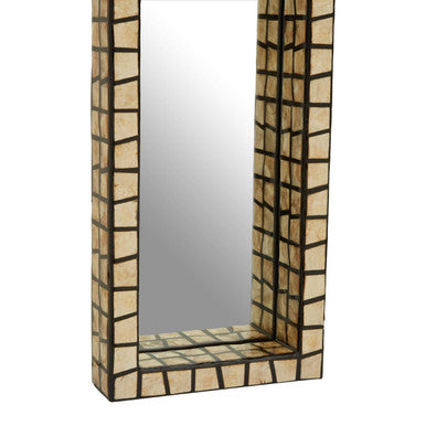 Palu Tall Black Wall Mirror with Shell Inlay
