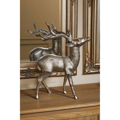Large Nickel Finish Floor Standing Stag