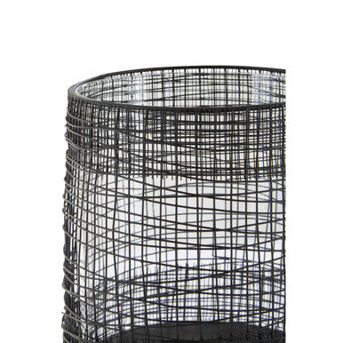 Trento Glass and Black Finish Metal Cylindrical Lantern