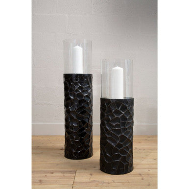 Akola Large Floor Standing Hurricane Candle Holder In Black