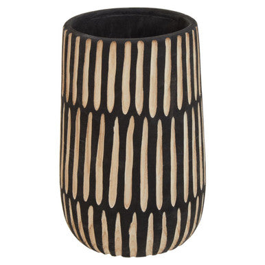 Arlo Large Natural And Black Wooden Vase