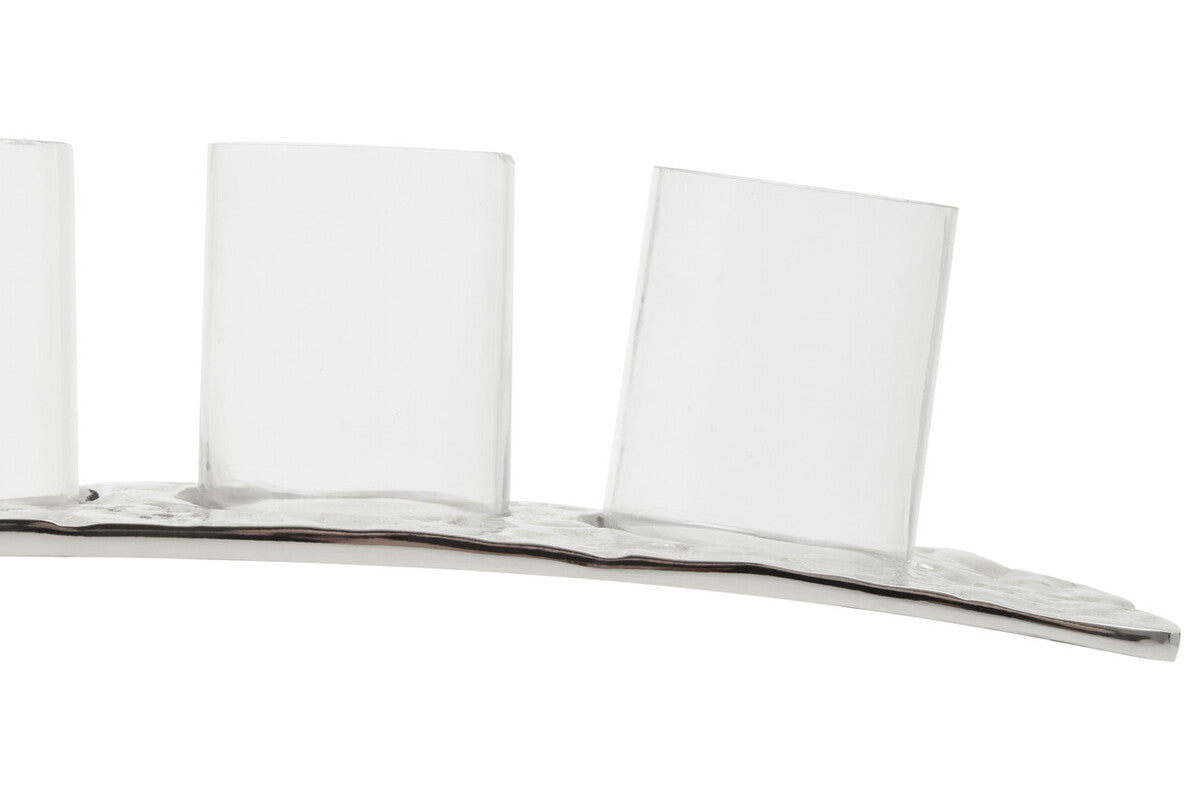 Akola Curved 4 Tealight Holder in Silver
