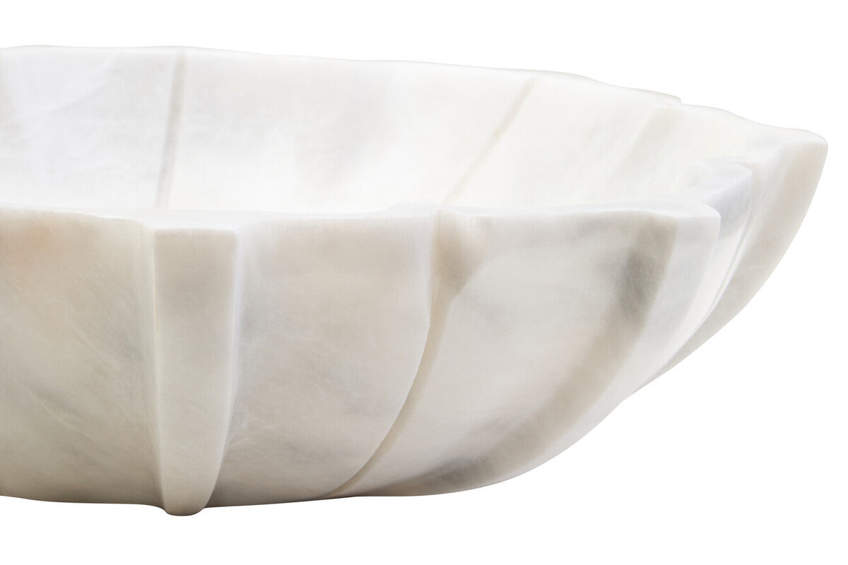 Zoro Large White Marble Lotus Bowl