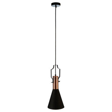Argo Small Pendant Light in Black and Copper.