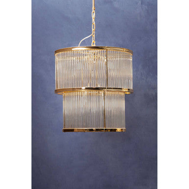 Salasco 2 Tier Gold Finish Glass Chandelier