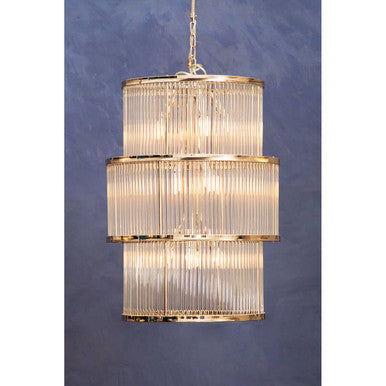 Salasco 3 Tier Nickel Finish Glass Chandelier