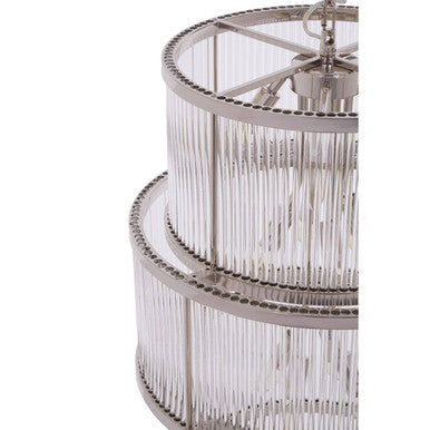 Salasco 3 Tier Nickel Finish Glass Chandelier