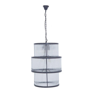 Salasco Black Finish 3 Tiered Glass Chandelier