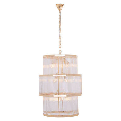 Salasco 3 Tier Gold Finish Glass Chandelier