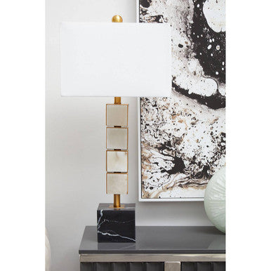 Marmo White Fabric Shade Table Lamp