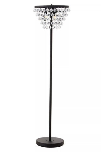 Hutchinson Clear Crystal Floor Lamp with Black Metal