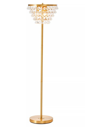 Hutchinson Clear Crystal Floor Lamp with Gold Metal