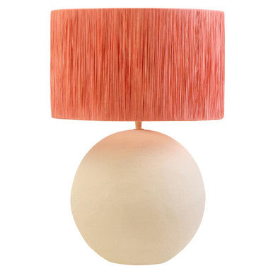 Carta 58cm Natural Papier Mache Table Lamp With Rust Raffia Shade