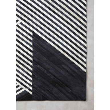 Bosie Safira Large Black And White Hair on Leather Rug