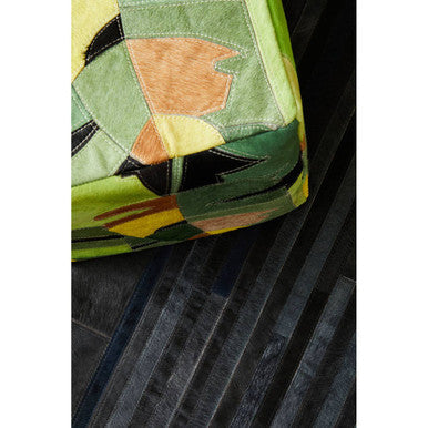 Bosie Safira Small Black And Grey Deco Print Leather Rug