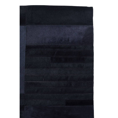 Bosie Safira Small Black And Grey Deco Print Leather Rug