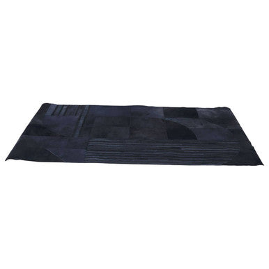 Bosie Safira Large Deco Black And Grey Hair on Leather Rug
