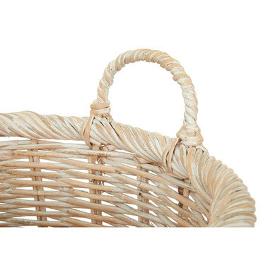 Argento Whitewash Rattan Storage Baskets- Set of 3
