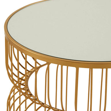 Avantis Gold Metal Wireframe Round Side Table