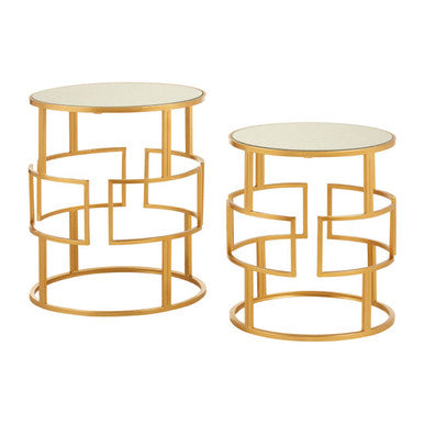 Avantis Set Of Two Gold Metal Round Side Tables
