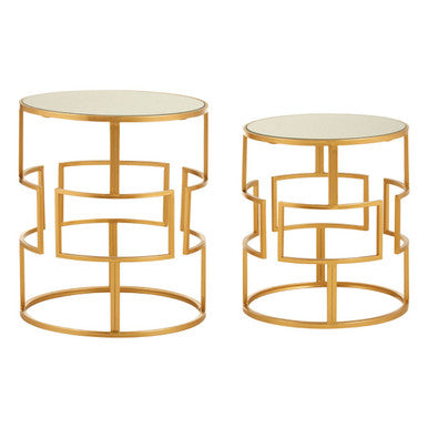 Avantis Set Of Two Gold Metal Round Side Tables