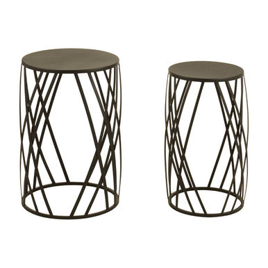 Avantis Set Of 2 Black Metal Round Side Tables