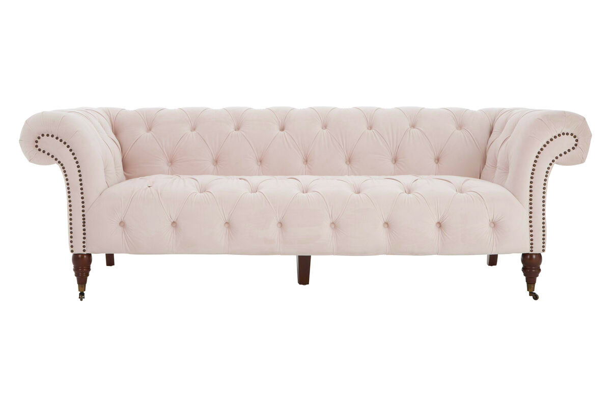 Suri 3 Seat Blossom Fabric Chesterfield Sofa