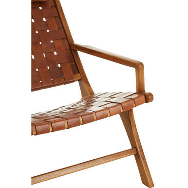 Kendari Teak Wood And Leather Chair