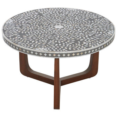 Fusion Mother of Pearl Design Round Coffee Table