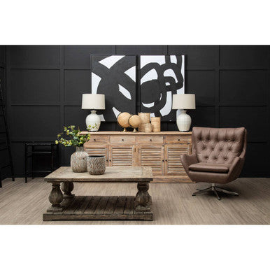 Harold faux brown leather Armchair