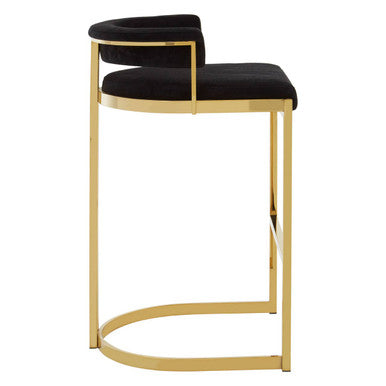 Piermount Black Velvet And Gold Bar Stool