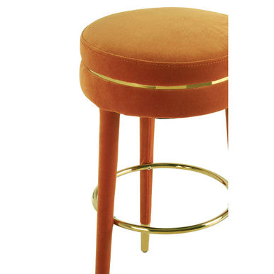 Manhattan Orange Velvet Bar Stool