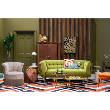 Manhattan Orange Velvet Footstool