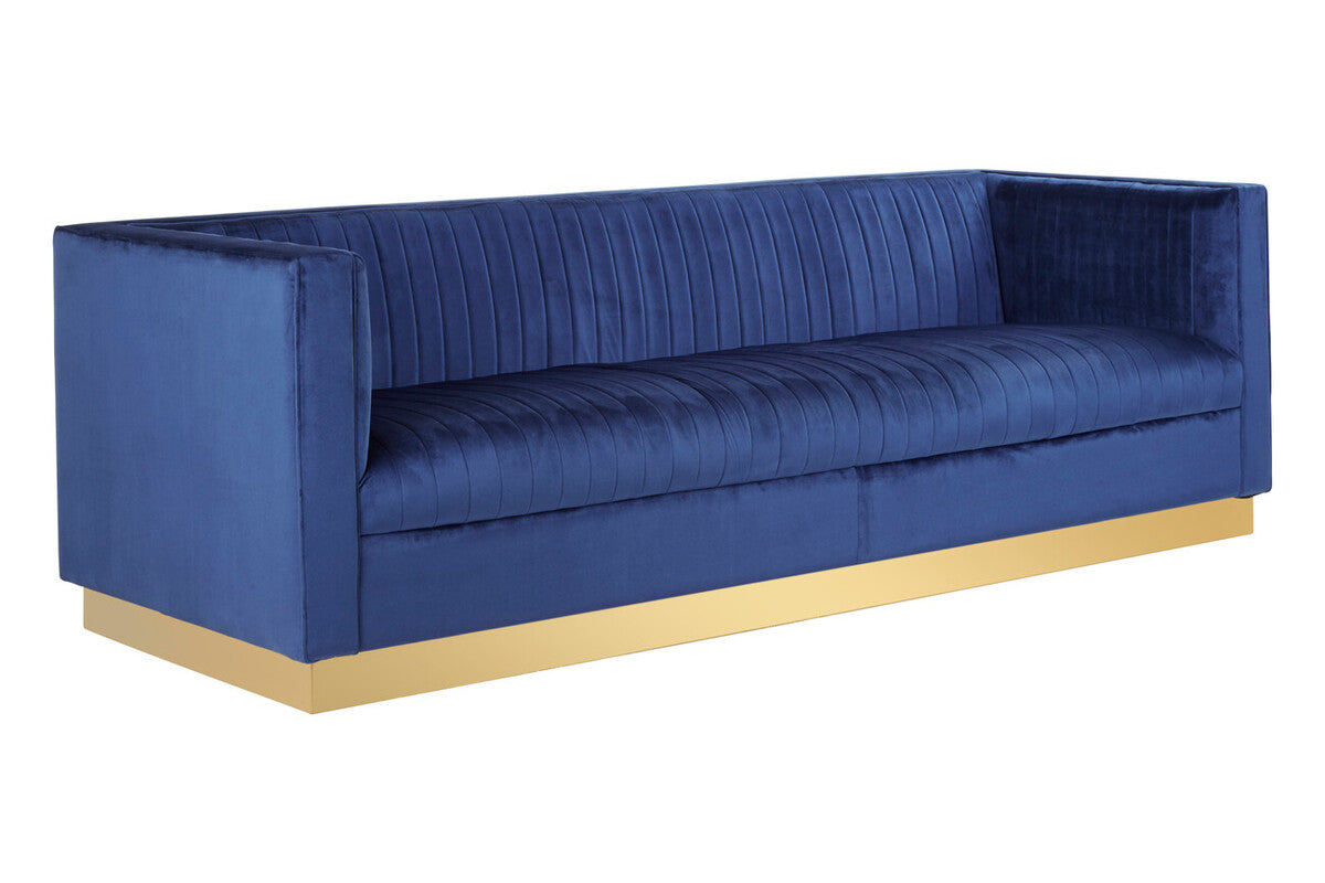 Opal 3 Seat Deep Blue Sofa