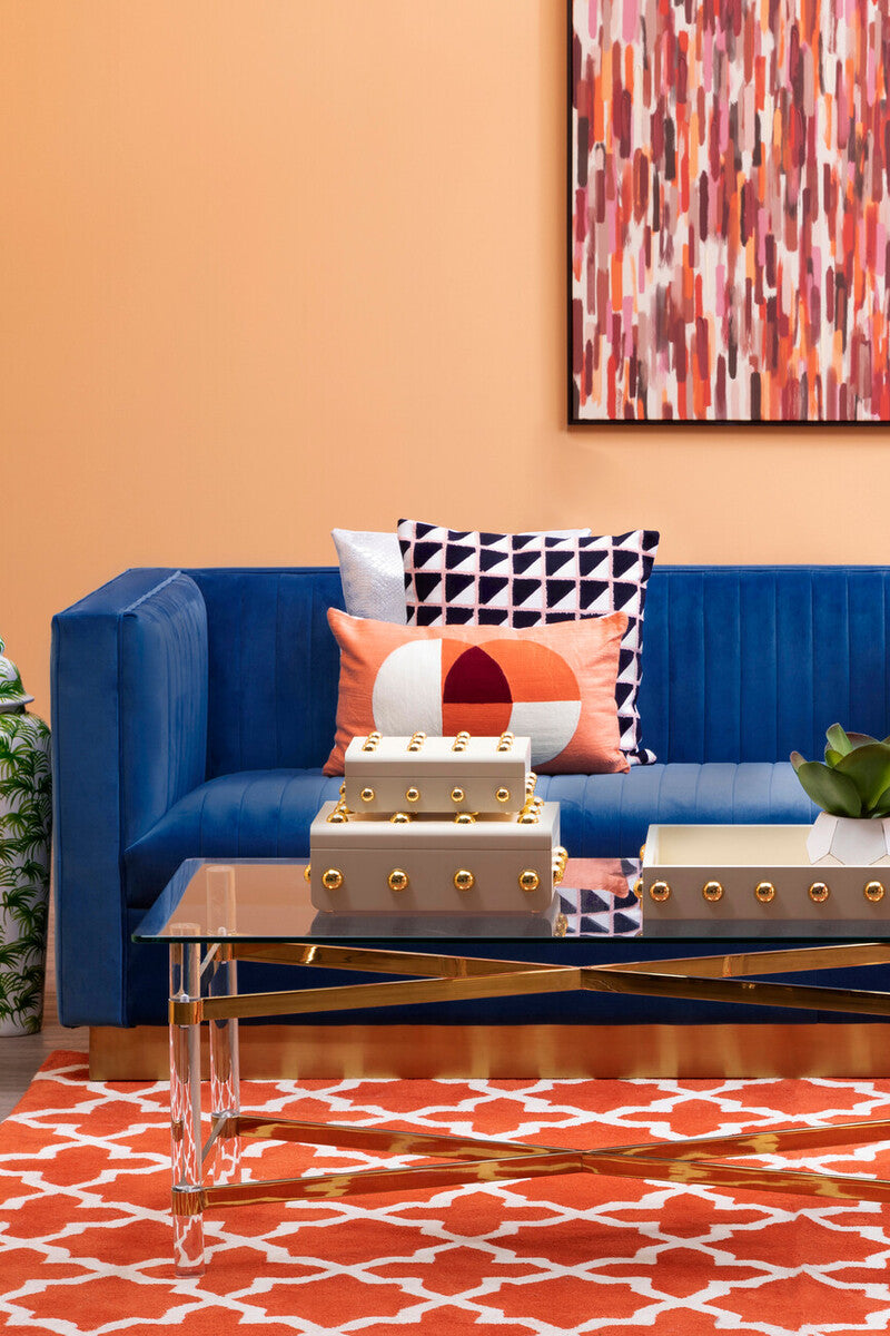 Opal 3 Seat Deep Blue Sofa